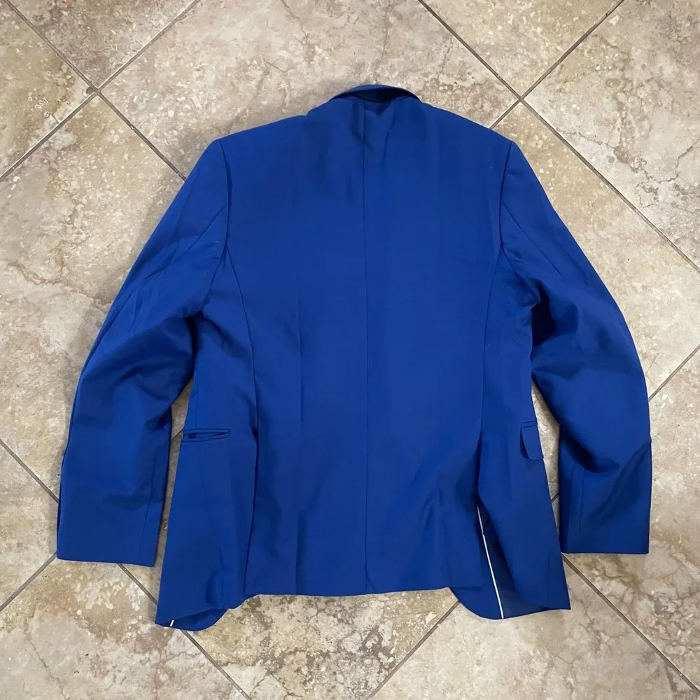 Mage Male Mens Royal Blue Slim Fit One Button Blazer Suit Jacket‎ Size S Small